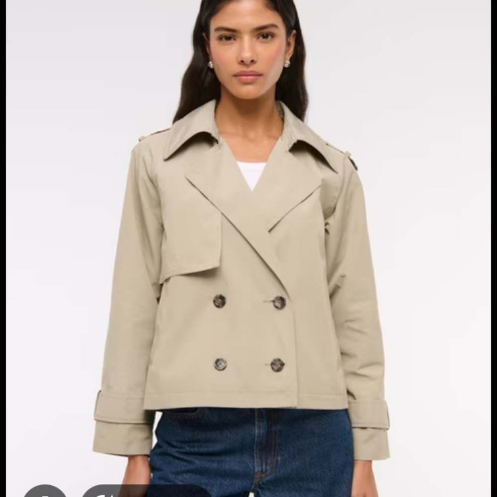 Abercrombie Relaxed Short Trench Coat Light Brown
